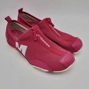 Barrado Pink Leather Mesh Slip On Zip Up Runers